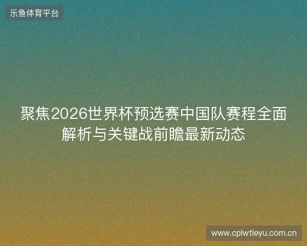聚焦2026世界杯预选赛中国队赛程全面解析与关键战前瞻最新动态
